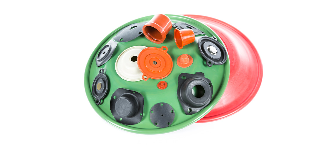 A selection of diaphragms used in high performance valves and actuators.